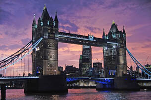 picture of Tower Bridge in purple sunset